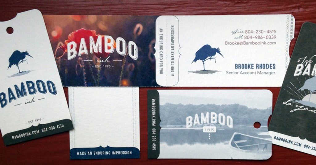 BambooInk business cards printed on bamboo paper