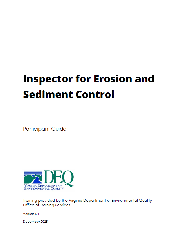 Inspector for Erosion and Sediment Control Participant Guide (Color)