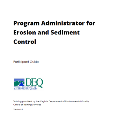 Program Administrator for Erosion and Sediment Control (Participant Guide, Color)