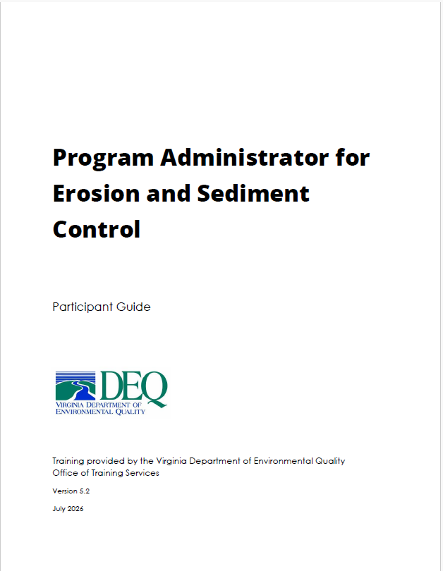 Program Administrator for Erosion and Sediment Control (Participant Guide, Color) V 5.2
